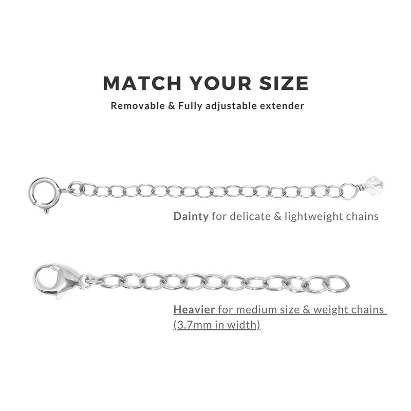 BENIQUE Necklace Bracelet Extender for Women Men - 14K Gold Filled or Solid 925 Sterling Silver Extension, Medium Size Jewelry Chain Durable Strong Removable 2" 4" or 6" Made in USA (Single Piece)(SS/L2) - Image 4